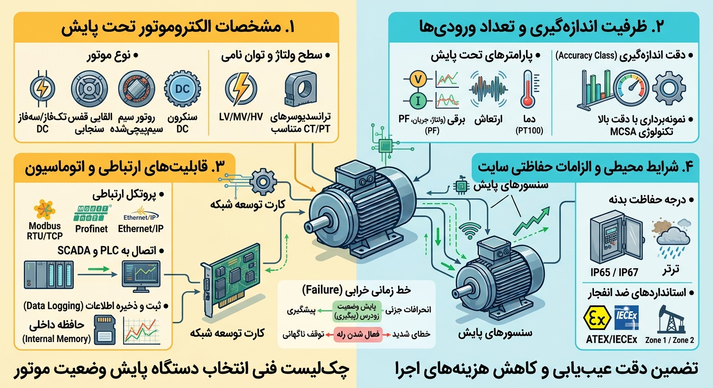 چک‌لیست و معیارهای مهم در انتخاب و خرید دستگاه پایش آنلاین موتورهای صنعتی