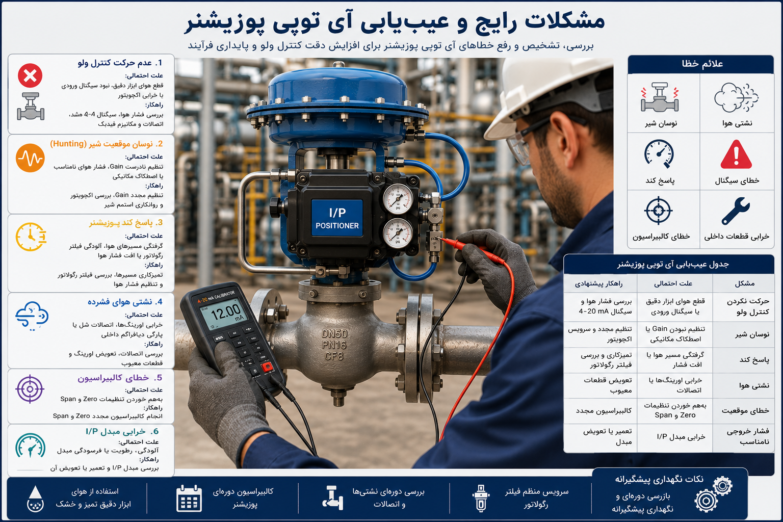 عیبیابی آی توپی پوزیشنر روی کنترل ولو صنعتی