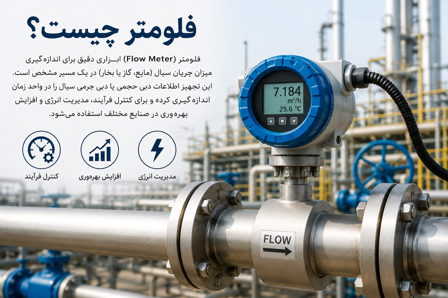 فلومتر صنعتی برای اندازهگیری جریان سیال در خط لوله