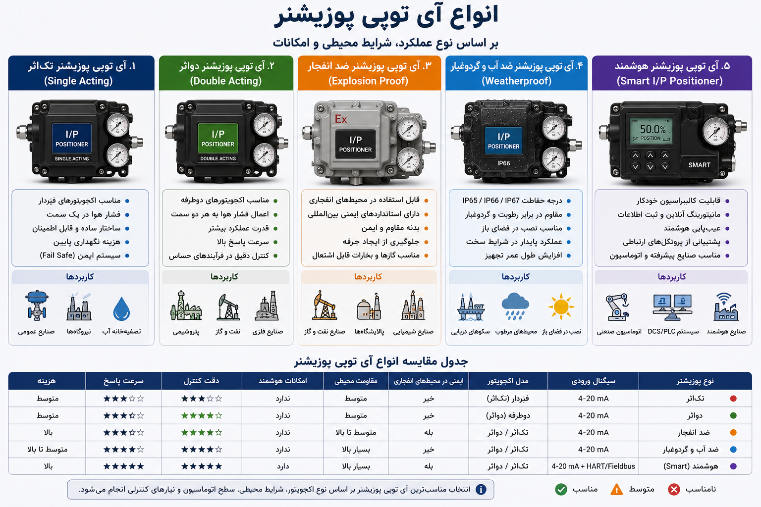 انواع پوزیشنر (I/P Positioner Types)